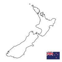 new zealand map outline outline map of new zealand with flag illustration vector