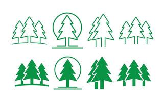 a set of four different trees, including pine, fir and spruce vector