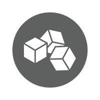 three sugar cubes icon in a circle on a gray background vector