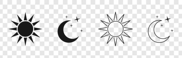 the sun and moon are in different shapes vector