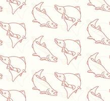 seamless pattern of salmon fish on white background vector