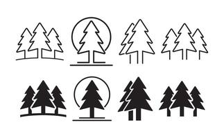 a set of different types of trees, including pine trees vector