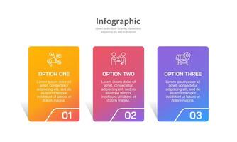 Infographic 3 options or steps for business. Presentation, Feature, Banner, Plan and Information. vector