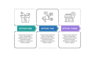 Infographic 3 options or steps for marketing. Presentation, Report, Data, Plan and Strategy. vector