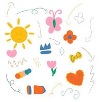 Cute vibrant color shape design. Collection of hand drawn doodle shapes perfect for crafting. vector