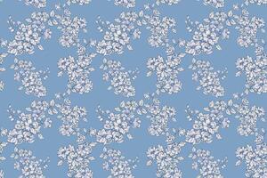 Seamless floral pattern with detailed flower clusters on a soft blue background. Elegant and sophisticated design ideal for fabric, stationery, wallpapers, and fashion projects. vector