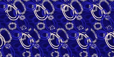 Modern abstract pattern featuring dynamic overlapping circles with dotted textures in dark blue and white on a deep navy background. Artistic and energetic design vector
