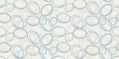 Seamless abstract pattern of overlapping hand drawn circles in soft blue and beige tones on a light cream background. simple print for modern fabrics, home decor, wallpapers, graphic design vector
