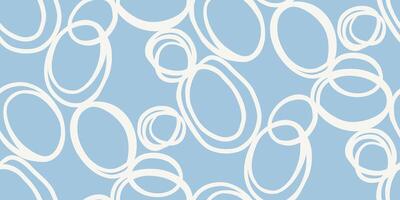 Minimalistic seamless pattern with white hand drawn circular lines on a soft blue background. Perfect for modern design projects, branding, packaging, fabric prints, and digital art. vector