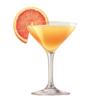 Tasty cocktail glass with grapefruit slice isolated on transparent background png