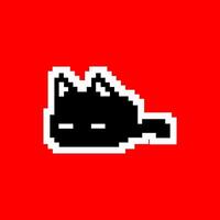 a pixel cat on a red background vector