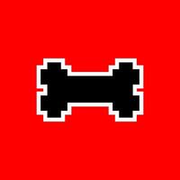 Pixel Bone Emblem on Red Background vector