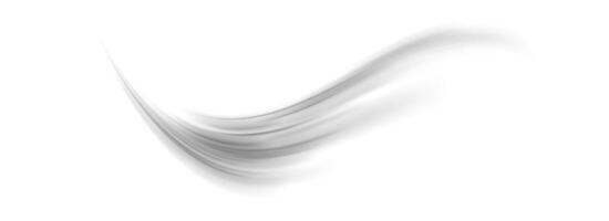 Grey wind line element. Light gris curve speed effect. Air stream flow wavy motion trace. Blowing wind wave concept. Swoosh and swirl stripe path design illustration. Grey swash element vector