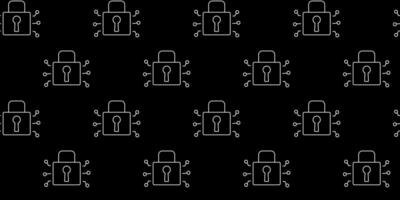 Modern pattern of security padlocks on a black background showcasing technology and safety concepts vector