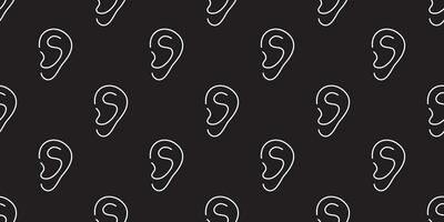 Abstract design featuring repetitive ear illustrations in a monochrome pattern on black background vector