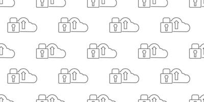 Cloud storage icons with upload and lock symbols for data security concepts in technology design vector