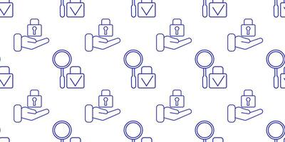 Pattern of secure symbols on a white background representing data protection and privacy vector