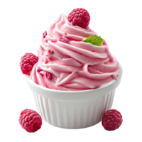Tasty raspberry ice cream bowl isolated on transparent background png