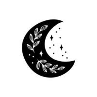 Boho crescent moon illustration vector