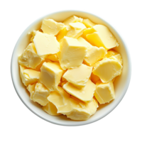 Top view fresh butter in bowl isolated on transparent background png