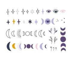 Boho celestial symbol collection vector