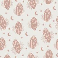 Seamless pattern with magic crystal vector