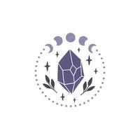 Mystical crystal with moon phase vector