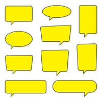 Yellow chat bubble, yellow speech bubble, message boxes set. vector