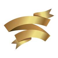 Gold ribbon on a white background. Golden award ribbon, luxury label and badge premium quality certificate ribbon. Empty Gold Ribbon and Label Design for text. Illustration. Eps 10 vector