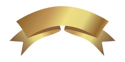 Golden award ribbon, luxury label, badge premium quality certificate ribbon. Empty Gold Ribbon, Label Design for text. Gold ribbon on a white background. Illustration. Eps 10. vector