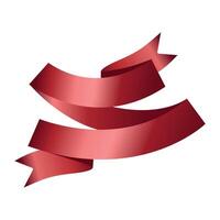Empty Red Ribbon and Label Design for text. Red ribbon on a white background. Red award ribbon, luxury label and badge premium quality certificate ribbon. Illustration. Eps 10. vector