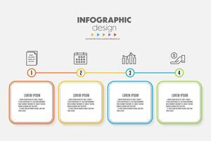 Timeline presentation infographic template square shape with concept business icon 4 option vector