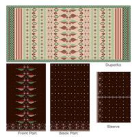 Printed textile design for dress material with ethnic and geometric patterns vector