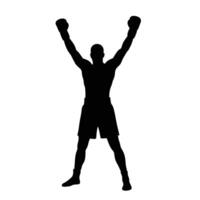 Silhouette of a man with his arms raised in the air vector
