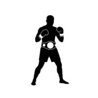 A silhouette of a boxer with a belt vector