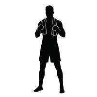 A silhouette of a man in boxing gear vector