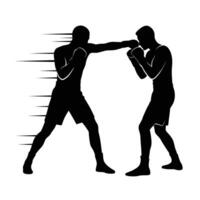 Two men boxing on a white background vector