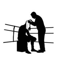 A silhouette of a man in a boxing ring vector
