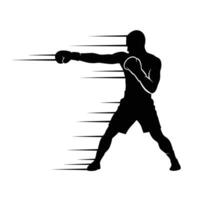 A silhouette of a boxer with a punch vector