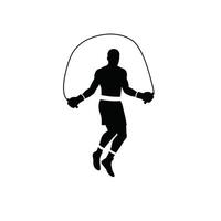 A silhouette of a man jumping with a rope vector