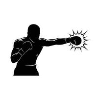 A silhouette of a boxer with a fist vector