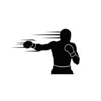 A silhouette of a boxer with his fist up vector