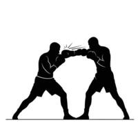 Two boxers fighting on a white background vector