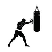 A silhouette of a man with a punching bag vector