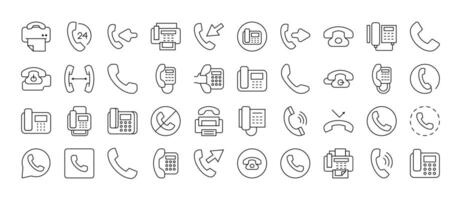 Vintage Phone Line Icon Bundle. Outline Signs for Graphic and Web Design, Apps, Adverts, Various Cards vector
