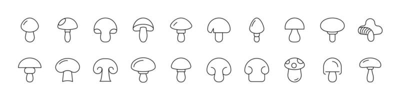 Mushroom Line Icon Set. Outline Signs for Graphic and Web Design, Apps, Adverts, Various Cards vector