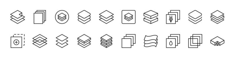 Bundle of Line Icons of Folder. Minimalistic Linear Pictogram for Web and Graphic Design, Apps, Banners, Social Network and Cards vector