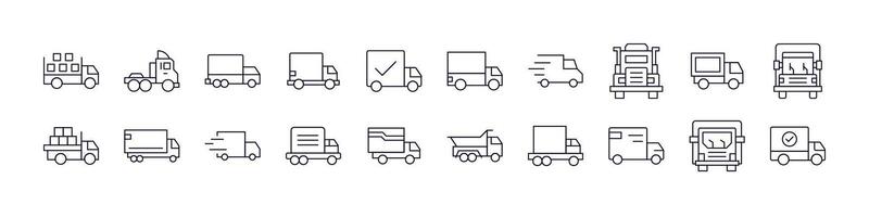 Delivery Truck Related Line Icons for Web Sites, Books, Cards, Apps. Editable Stroke. Perfect for Web Sites, Books, Cards, Apps vector