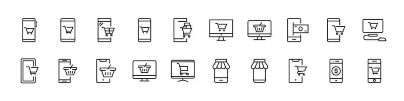 Online Shopping Simple Isolated Line Icons Collection. Editable Stroke. Perfect for Web Sites, Books, Cards, Apps vector