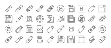 Flash Card Line Icon Pack. Outline Signs for Graphic and Web Design, Apps, Adverts, Various Cards vector